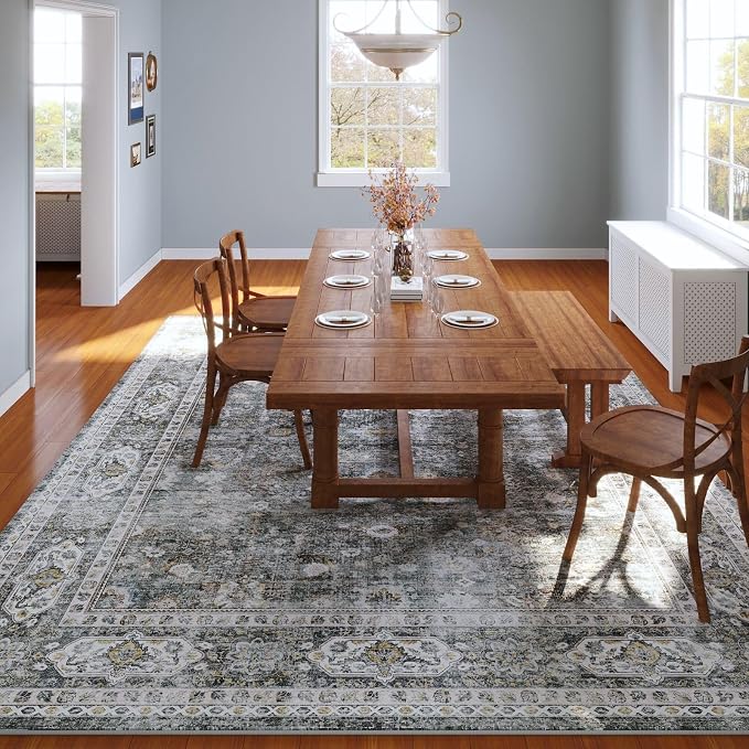 Rugcomf Area Rug 5x7 Washable Rug Boho Soft Non-Slip Non-Shedding Faux Wool - Image 2