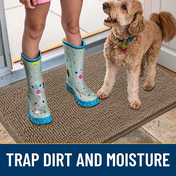 Smiry Dog Door Mat for Muddy Paws 47x32, Absorbent Dirt Trapper, Non-Slip - Image 3