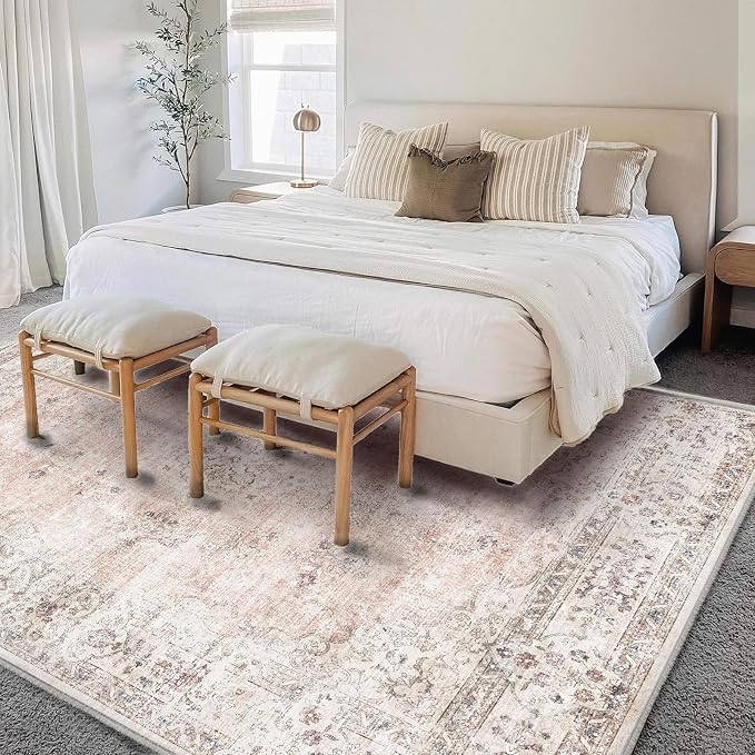 CHAMPLANT Area Rug 6'x9' Washable Vintage Traditional Floor Cover Thin Retro - Image 2