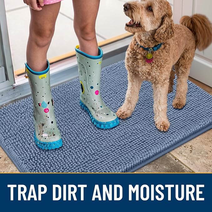 Smiry Dog Door Mat for Muddy Paws 30x20, Absorbent Dirt Trapper, Non-Slip - Image 3