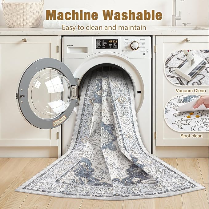 cotiled 8x10 Area Rug Machine Washable Vintage Carpet - Image 3