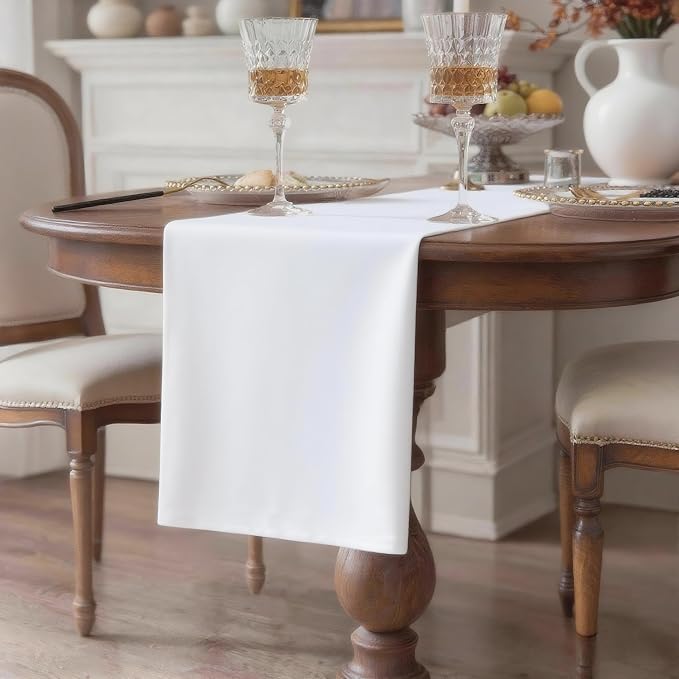 White Table Runner, Waterproof Washable Runners 72 Inches Long | Reusable 12x72 - Image 2