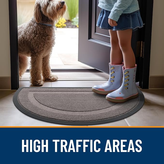 OLANLY Half Circle Door Mat Indoor Outdoor Entrance Welcome, Waterproof - Image 6