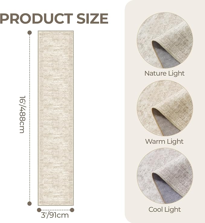 3x16 Washable Runner Rug for Hallway, Non-Slip Long Hallway Runner for Entryway - Image 2