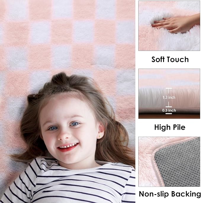 KICMOR Light Pink and White Rugs - Image 2