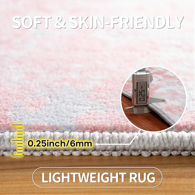 Pink Rug Carpet 6x9 Area Rugs for Bedroom Girls: Washable Modern Rug for Living - Image 6