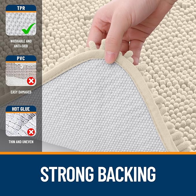 OLANLY Bathroom Runner Rugs 59x20, Extra Soft Absorbent Chenille Bath Rugs - Image 6