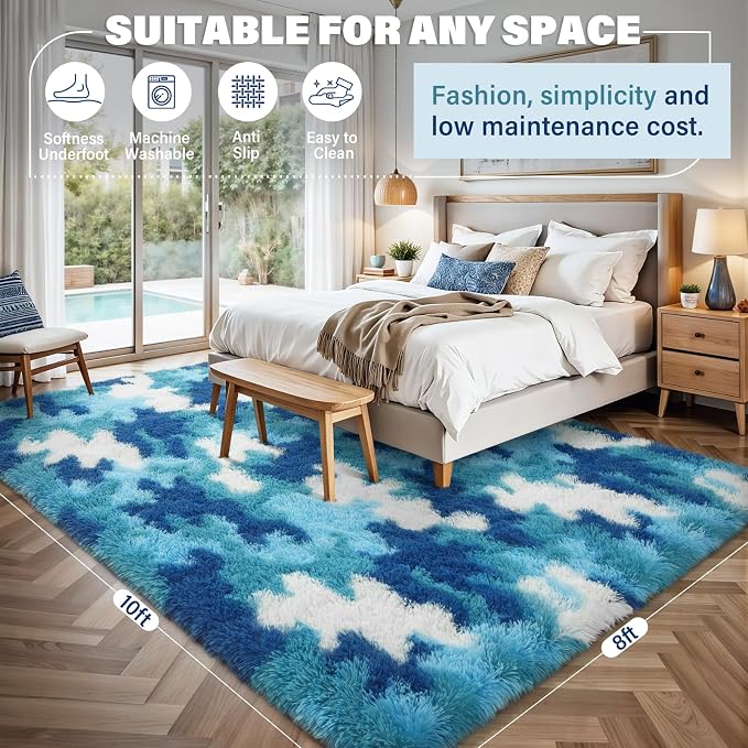 AROGAN Soft Fuzzy Kids Rugs for Girls Room Playroom 8x10 Feet, Fluffy Cute - Image 2