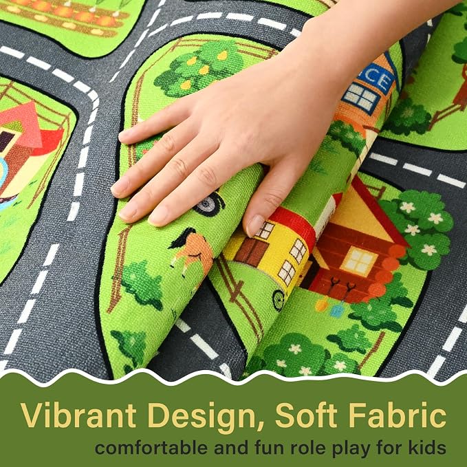 Farmyard Adventure Play Rugs, Educational and Fun Farm Car Rug Play Mat - Image 7