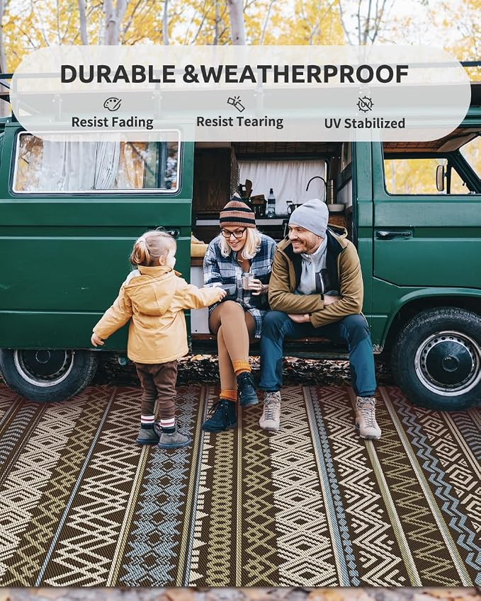 MontVoo Outdoor Rug Carpet Waterproof-Patio Rug Mat 6x9 Reversible RV Outdoor - Image 4