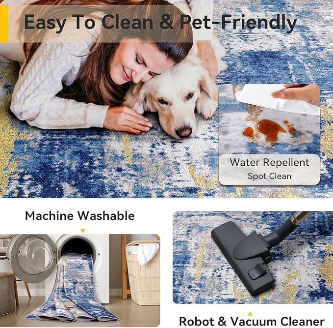 RELEANY Washable Area Rugs 2'x3' Non-Slip Modern Abstract Soft - Image 4