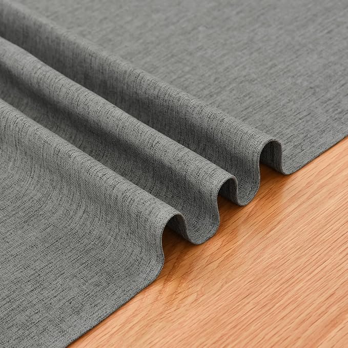 Faux Linen Table Runner Water Resistant 13 x 60 in, Charcoal | Farmhouse Rustic - Image 6