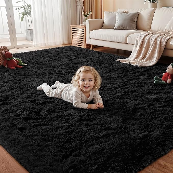 Area Rug for Living Room Bedroom: 5x7 Soft Fluffy Shag Rugs Upgrade Non-Slip by EXPEDIX