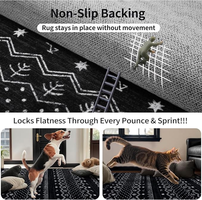 SERISSA Hallway Runner Rug, 2x14 Washable Non-Slip Black and White Runners - Image 5
