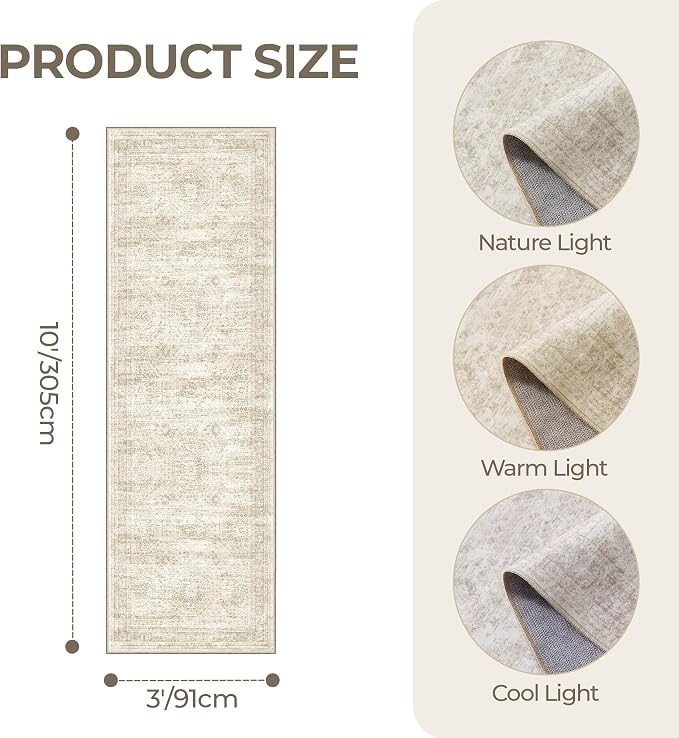 3x10 Runner Rug Non Slip Washable - Image 2