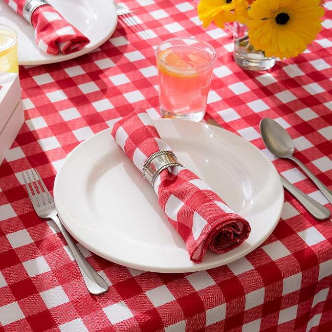 DII Checkered Tabletop Collection 100% Cotton, Machine Washable, Tablecloth - Image 4