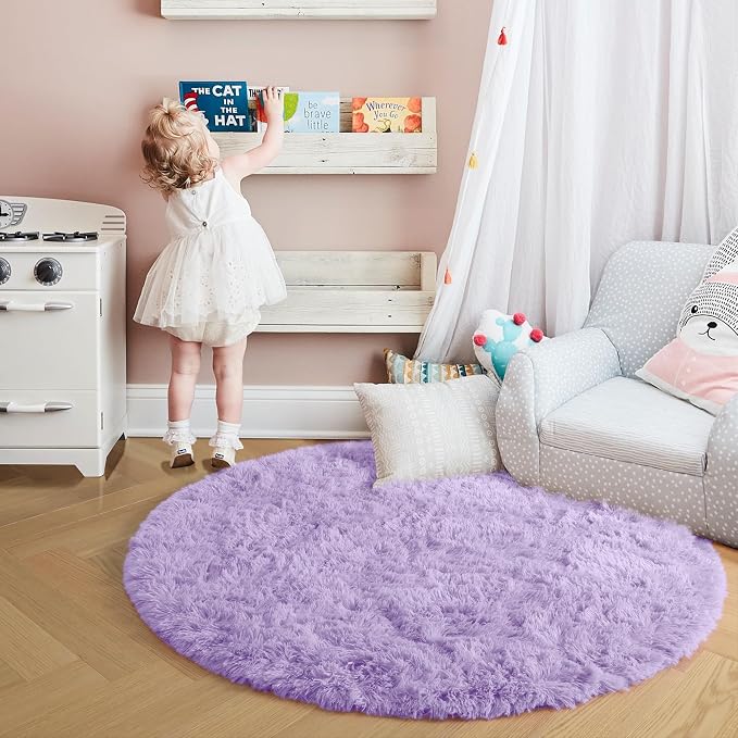 Amdrebio Light Purple Large Round Rugs 7Ft - Image 5