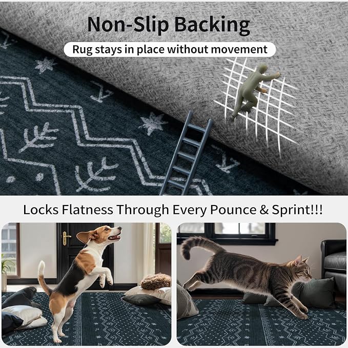 SERISSA 3x5 Area Rugs for Living Room, Washable Non-Slip Grey Small Boho Rug - Image 5
