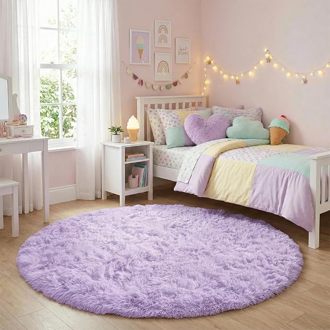 Amdrebio Light Purple Large Round Rugs 6Ft - Image 7