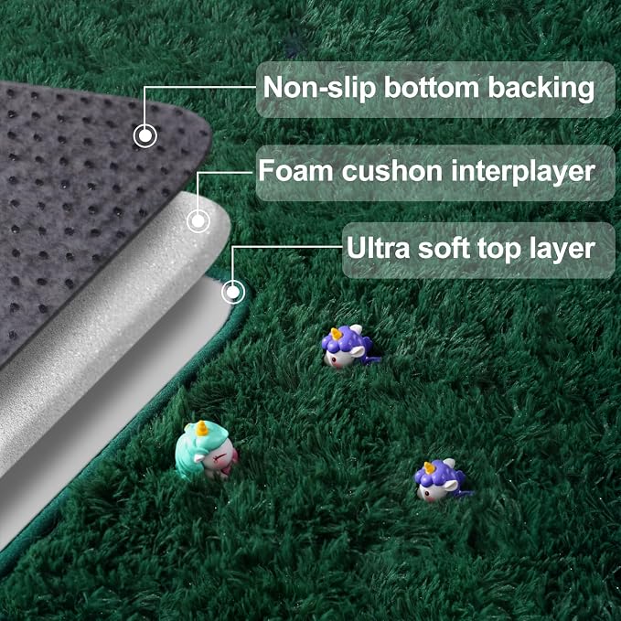 qulint Green Rug for Bedroom, Soft Fluffy 2x3 Area Rug for Living Room Shag - Image 6