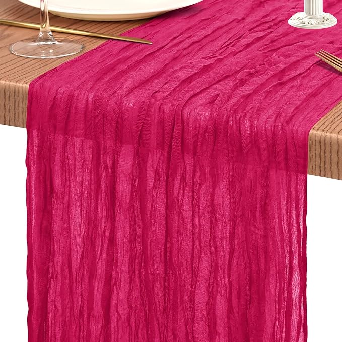 18 Pack Cheesecloth Table Runner 10FT Hot Pink Table Runner Boho Gauze Cheese - Image 9