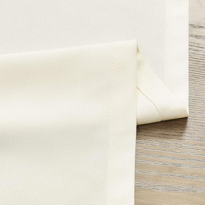 Basic Linen Style Table Runner, 14x72 Inch Ivory | Mitered Corner Design - Image 6