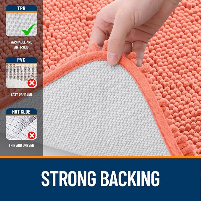 OLANLY Bathroom Rugs 34x21, Extra Soft Absorbent Chenille Bath Rugs, Rubber - Image 6