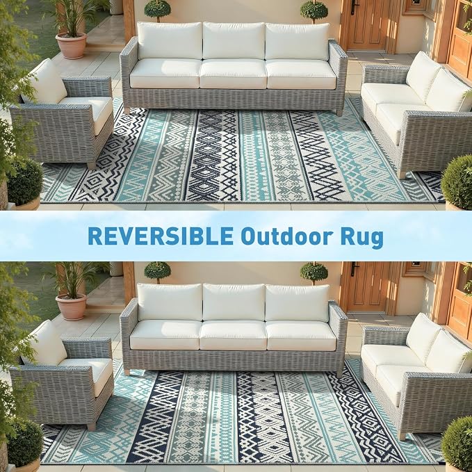 MontVoo Outdoor Rug Carpet Waterproof-Patio Rug Mat 5x8 Reversible RV Outdoor - Image 7