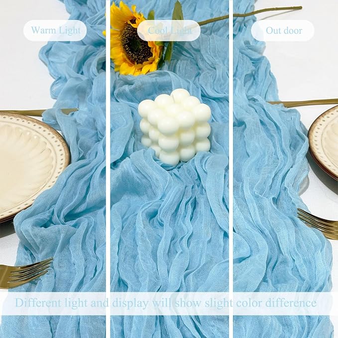 6Pack Baby Blue Cheesecloth Table Runner 20 x 120 inch Gauze Table Runner | - Image 6