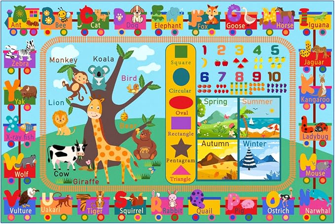 Kids Rug for Playroom, 3x5 ABC Educational Carpet for Classroom, Fun Alphabet - Image 2