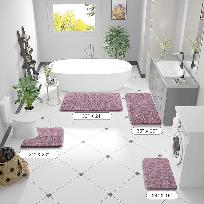 OLANLY Bathroom Runner Rugs 59x20, Soft Absorbent Chenille Bath Rugs, Rubber - Image 2