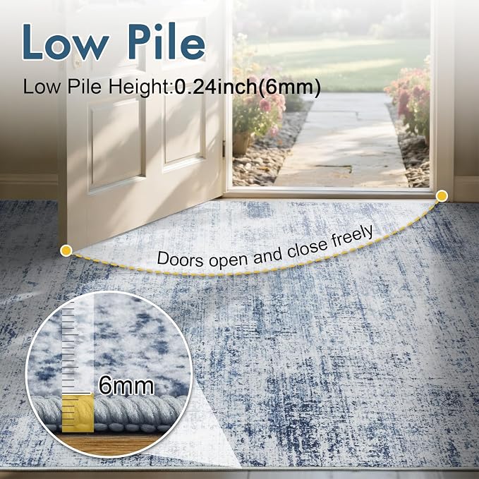 2x6 Ft Washable Runner Rug, Non-Slip Low Pile Hallway Kitchen Area Rug - Image 8
