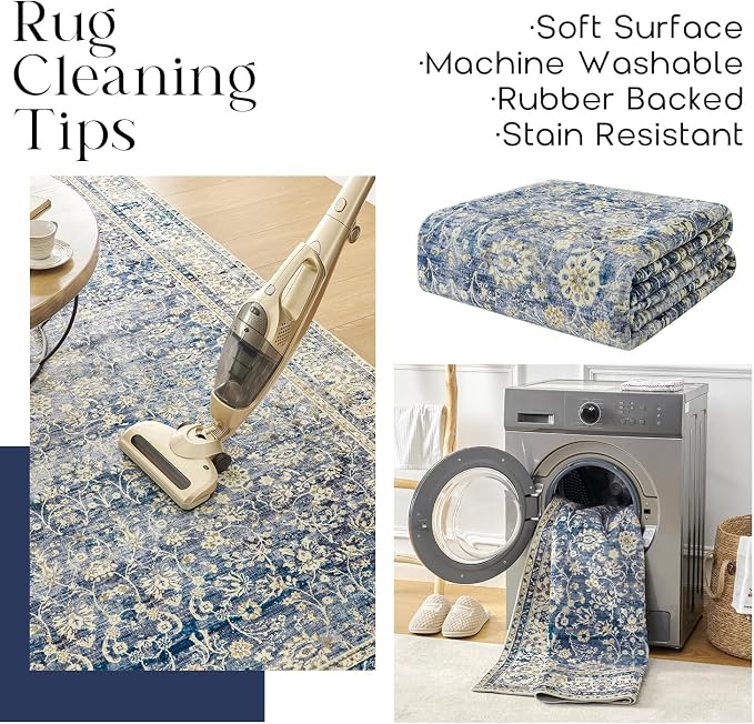 BILEEHOME Dark Blue 5x8 Area Rug - Image 4