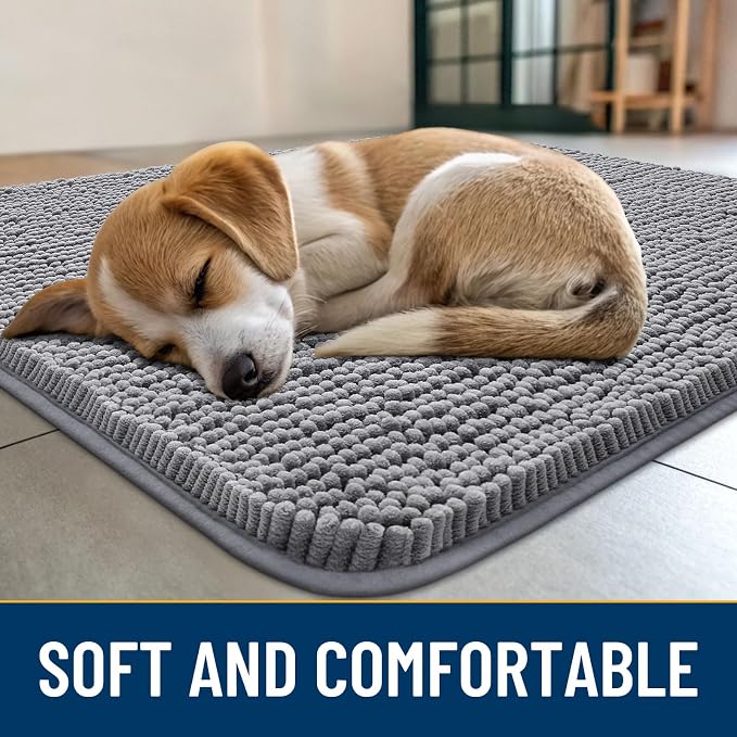 Smiry Dog Door Mat for Muddy Paws 59x35, Absorbent Dirt Trapper, Non-Slip - Image 2