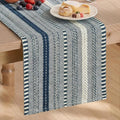 Artoid Mode Dark Blue Farmhouse Stripe Braided Table Runner 12x90 Inch | by ArtoidMode