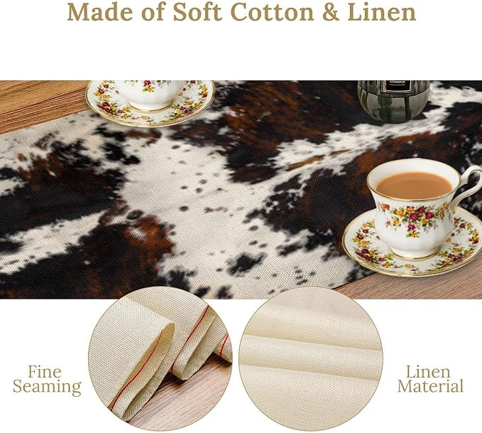 Cow Print Table Runner, 13x60 Inch - Image 6