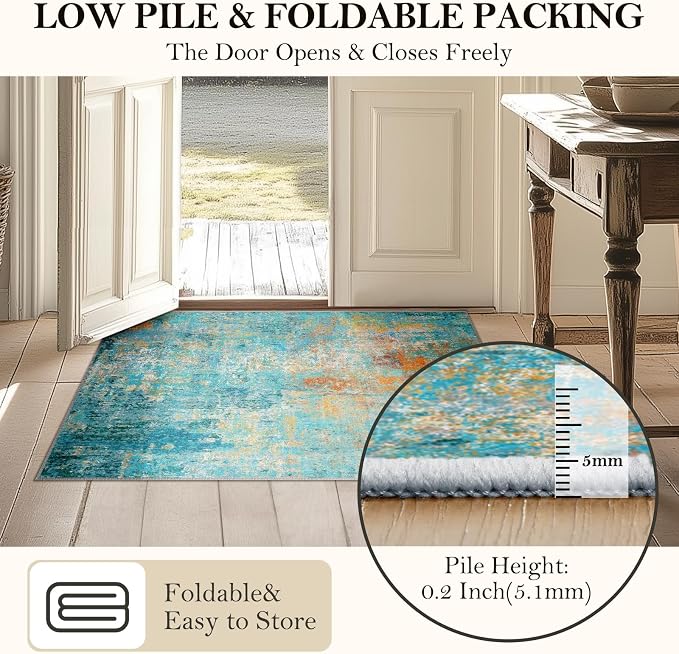 RELEANY Washable Area Rugs 6'x9' Non-Slip Modern Abstract Soft - Image 5