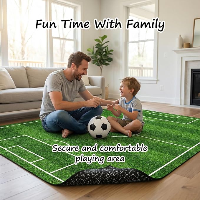 Soccer Rug for Kids, soft surface, non-slip backing, suitable for bedroom - Image 4