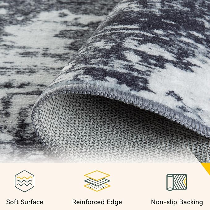 RELEANY Washable Area Rugs 5'x7' Non-Slip Modern Abstract Soft - Image 3