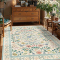 Rugxara Floral Rug for Living Room Bedroom, 4x6 Washable Rug, Large Non Slip by Rugxara