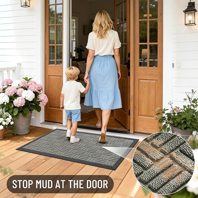 OLANLY Front Door Mat Outside Entrance 71x47, Heavy Duty Sturdy Natural Rubber - Image 7