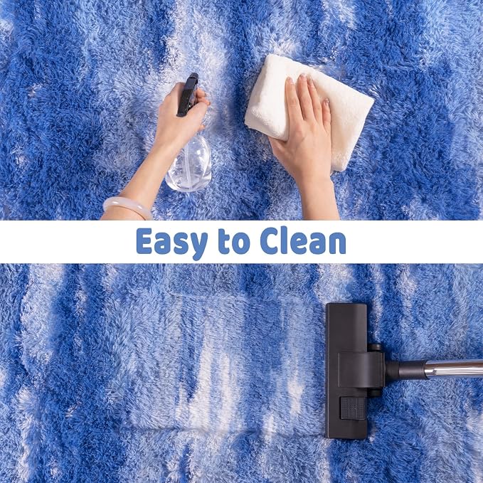 Shag Rugs for Bedroom, 4x6 Abstract Blue Soft Fuzzy Rugs for Living Room - Image 7