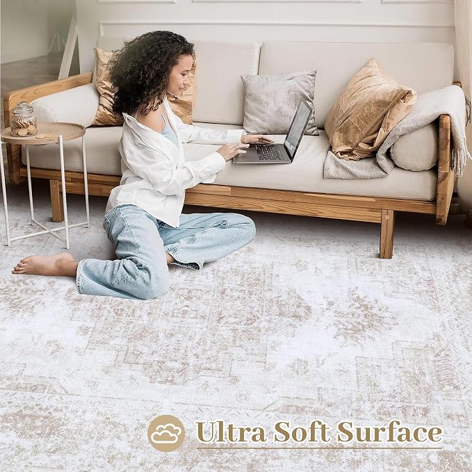 XLUEZ Bedroom Rug 3x5 Vintage Rugs, Machine Washable Small Area Rug Retro - Image 4