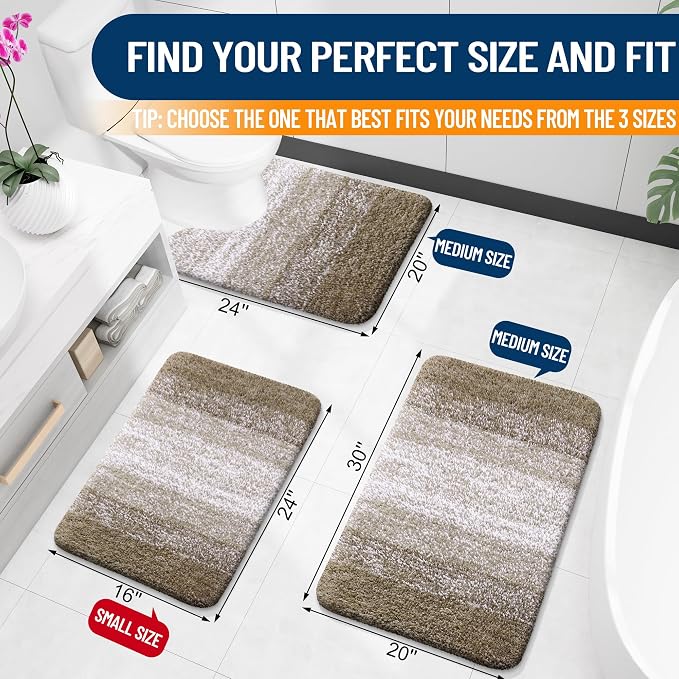 OLANLY Luxury Toilet Rugs U-Shaped 24x20, Extra Soft and Absorbent Microfiber - Image 2