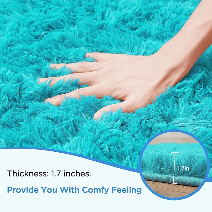 9x12 Teal Area Rugs for Living Room, Large Fluffy Shag Rug for Bedroom Boys - Image 5