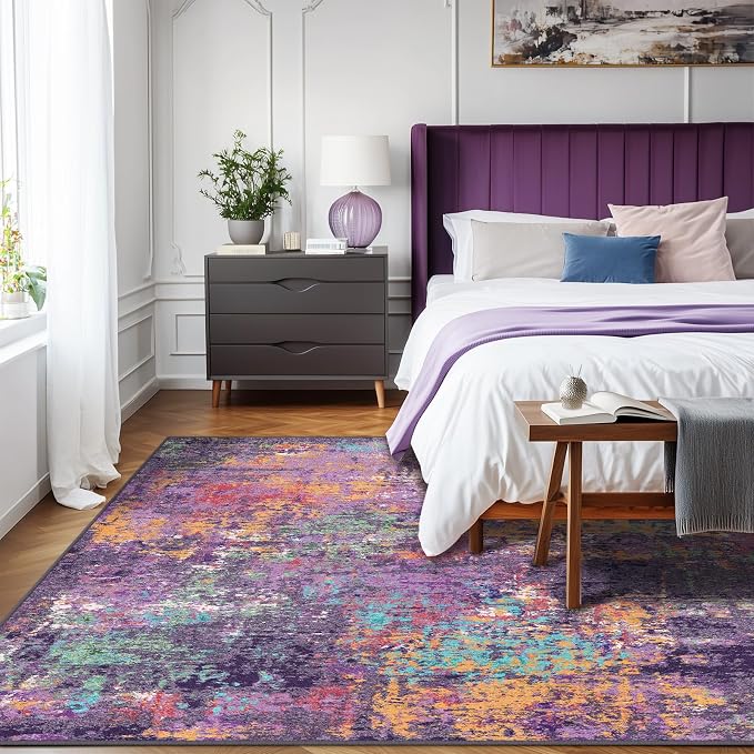 RELEANY Washable Area Rugs 5'x8' Non-Slip Modern Abstract Soft - Image 3