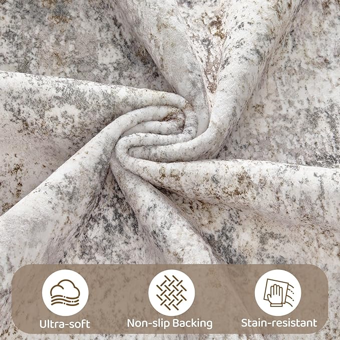 UERMEI Square Area Rugs : Washable 12x12 Neutral Modern Abstract Carpet - Image 7