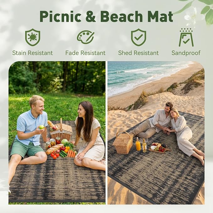 MontVoo Outdoor Rug Waterproof 6x9 ft Outdoor Carpet Patio Rug Mat Reversible - Image 4