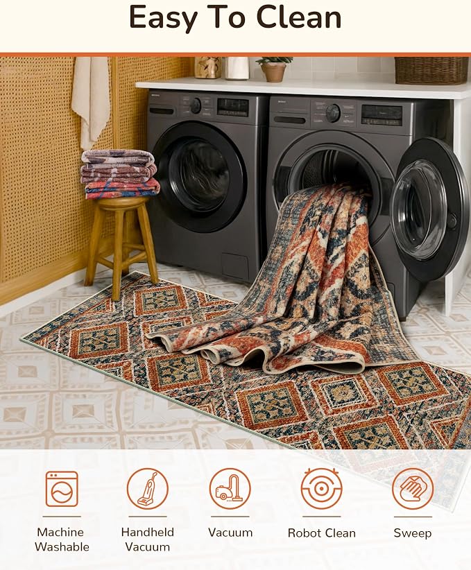 BESTSWEETIE Area Rug 6x9 Rug Machine Washable Non-Slip Low Pile Print Pattern - Image 3