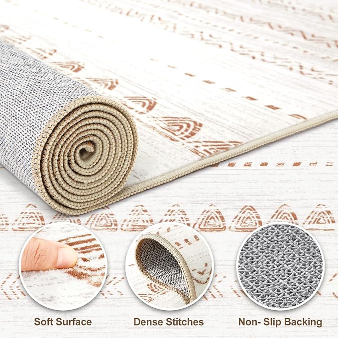 Nakagishi 2X4 Rug Washable Area Rug: Small Soft Boho Farmhouse Neutral Moroccan - Image 8